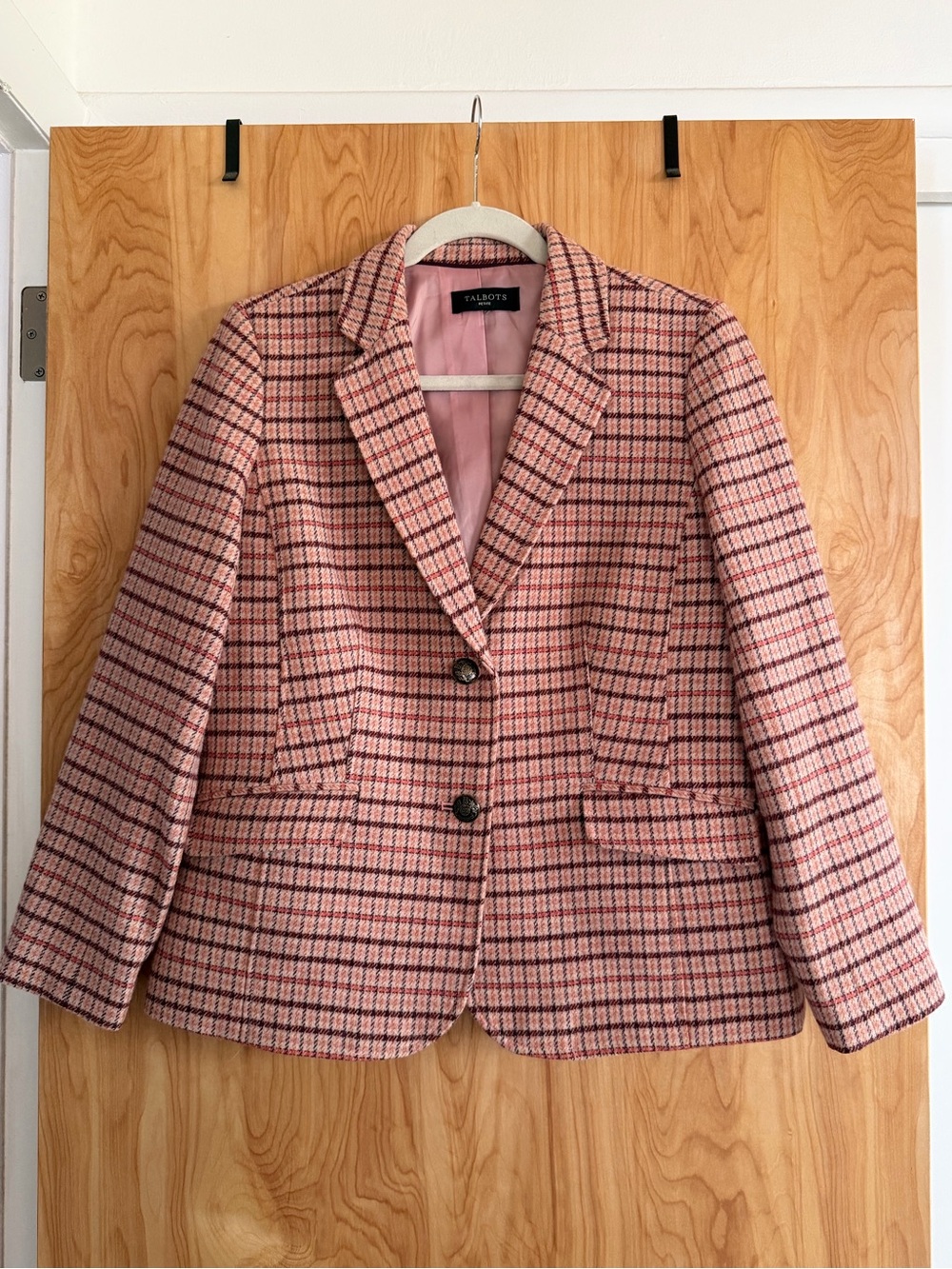 Talbots Pink Plaid Tailored Blazer